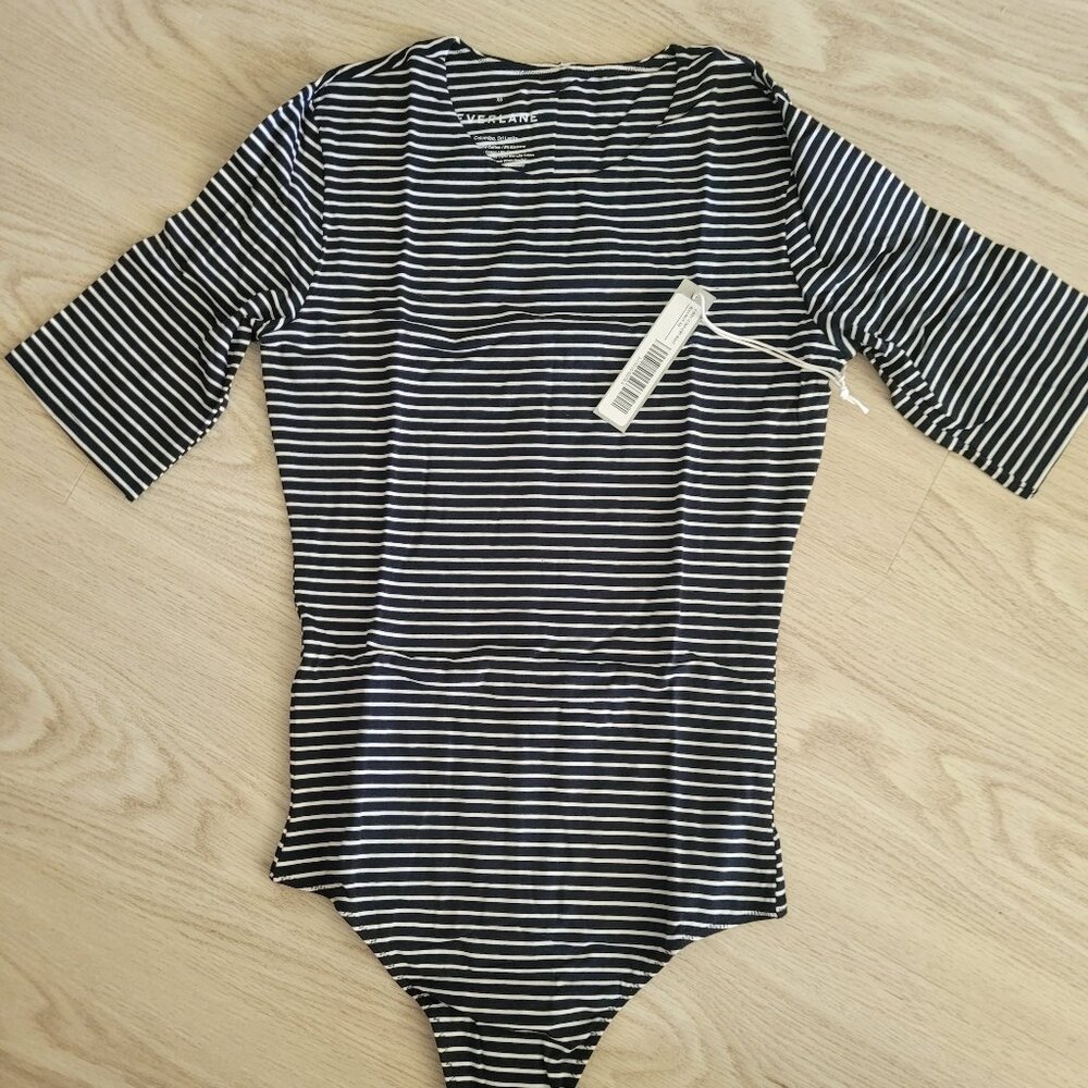 *NEW* Everlane Black/White Stripe Short-Sleeve Bodysuit (XS)
